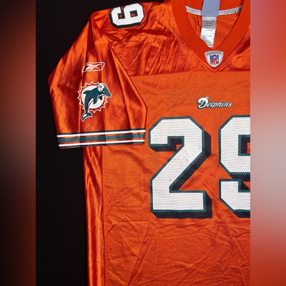 RARE ORANGE  Miami Dolphins  #29 Sam Madison JERSEY NFL REEBOK Men’s XL - Picture 3 of 9
